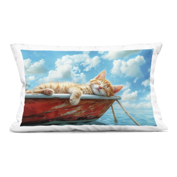 Stupell Industries Sleeping Cat on Boat Design by Parable Visions Throw Pillow