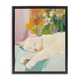 thumbnail image 1 of Stupell Industries Contemporary Sleeping Cat with Flowers Black Floating Frame Canvas Art, 25 x 31, by The Prints Vibe, 1 of 8