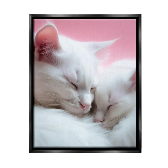 Stupell Industries Sleeping Cats on Pink Animals & Insects Painting Black Floater Framed Canvas Art Print Wall Art, 17 x 21