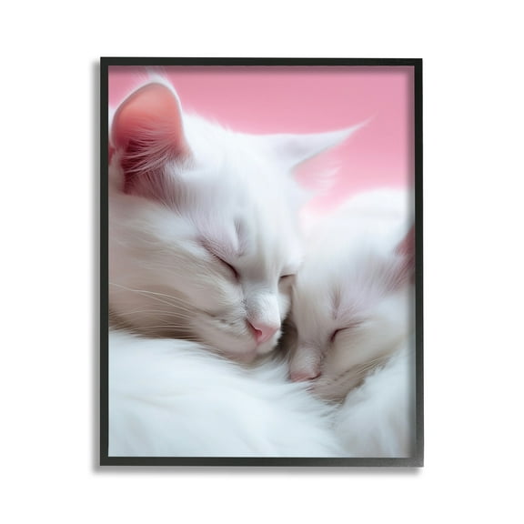 Stupell Industries Sleeping Cats on Pink Animals & Insects Painting Black Framed Art Print Wall Art, 11 x 14