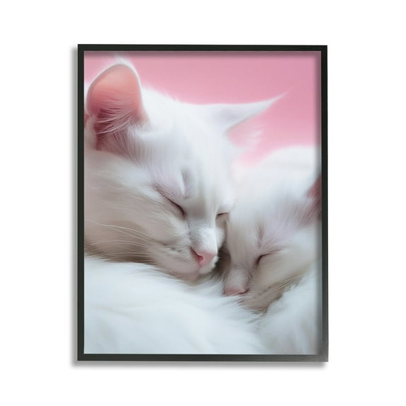 Stupell Industries Sleeping Cats on Pink Animals & Insects Painting Black Framed Art Print Wall Art, 16 x 20