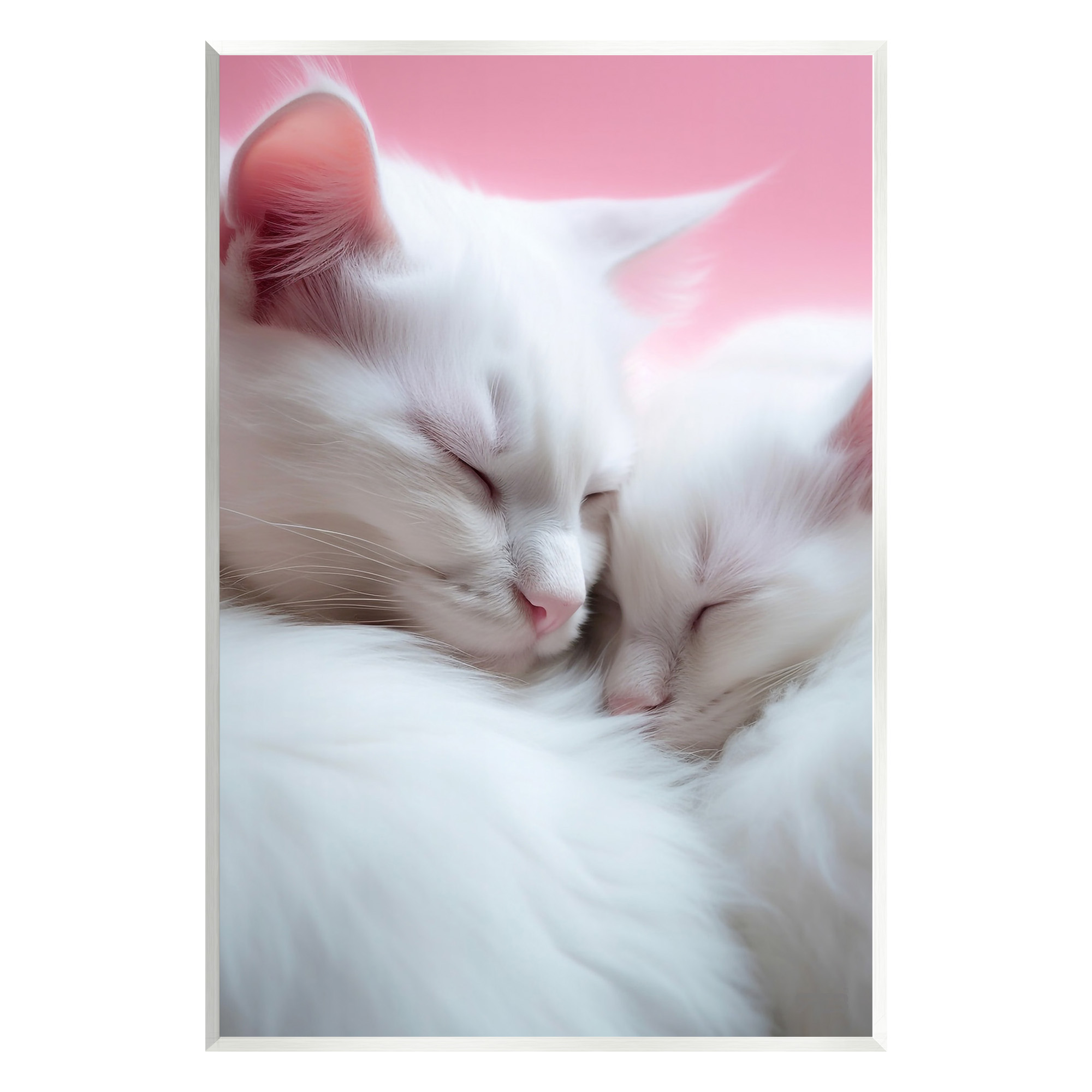 Stupell Industries Sleeping Cats on Pink Animals & Insects Painting Unframed Art Print Wall Art, 13 x 19