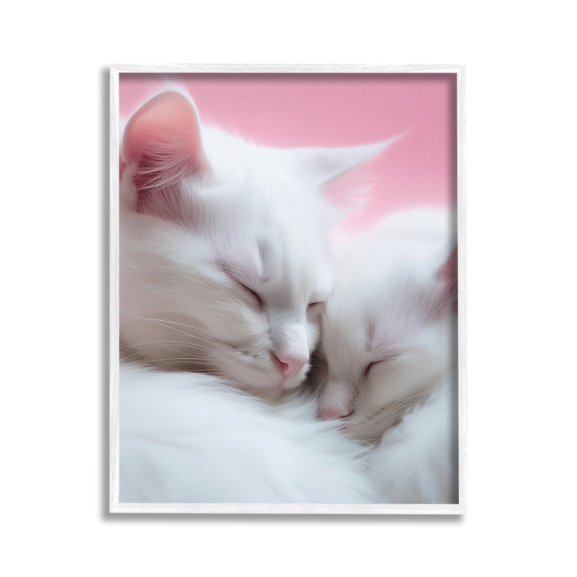 Stupell Industries Sleeping Cats on Pink Animals & Insects Painting White Framed Art Print Wall Art, 16 x 20