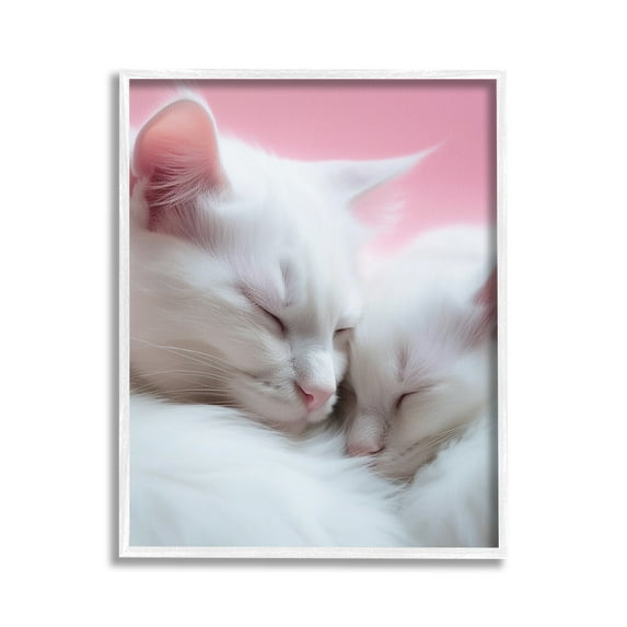 Stupell Industries Sleeping Cats on Pink Animals & Insects Painting White Framed Art Print Wall Art, 24 x 30