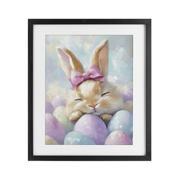 Stupell Industries Cottage Sleeping Easter Bunny with Eggs Black Framed Print Under Glass, 13 x 16, by The Prints Vibe