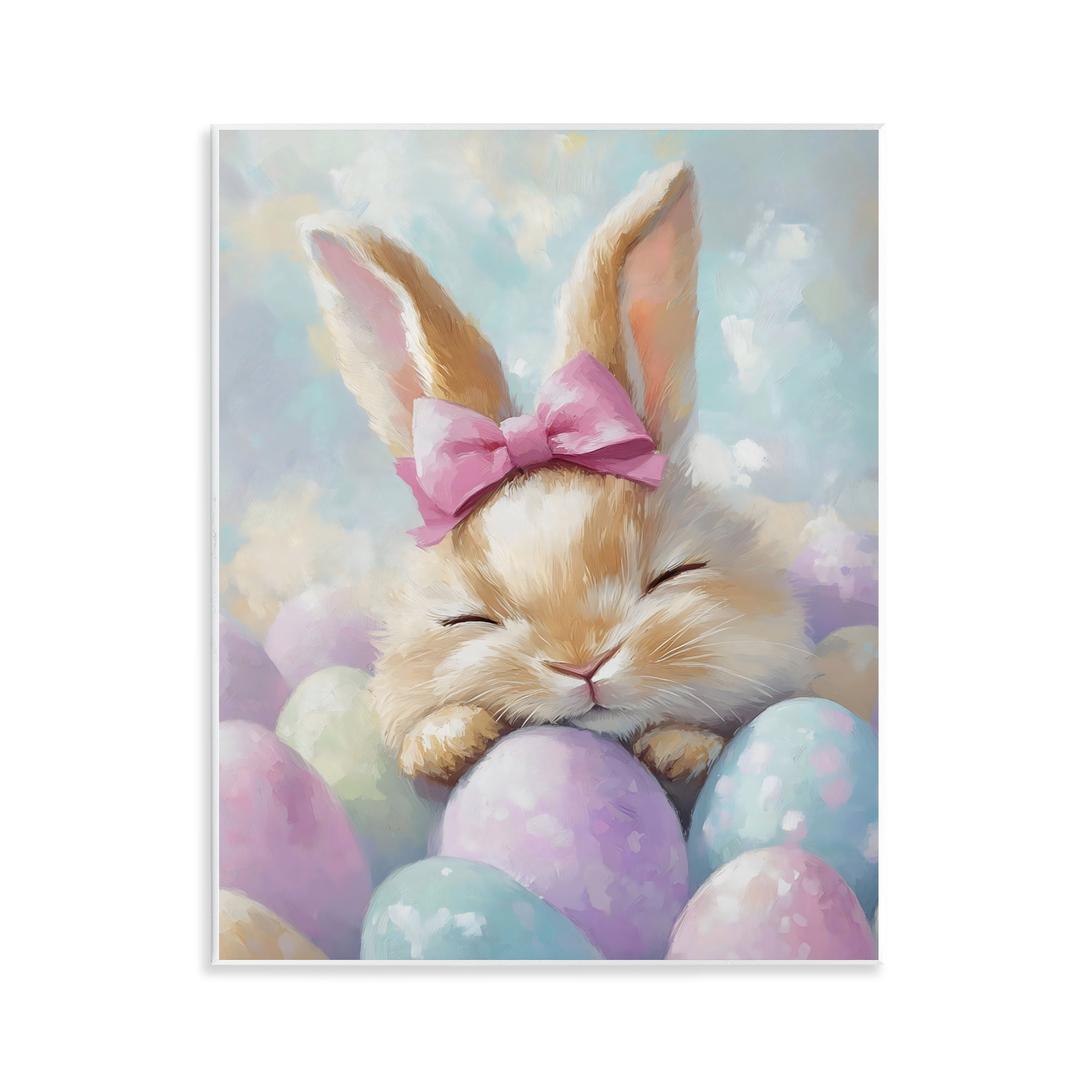 Stupell Industries Sleeping Easter Bunny with Eggs Wall Plaque Art, design by The Prints Vibe