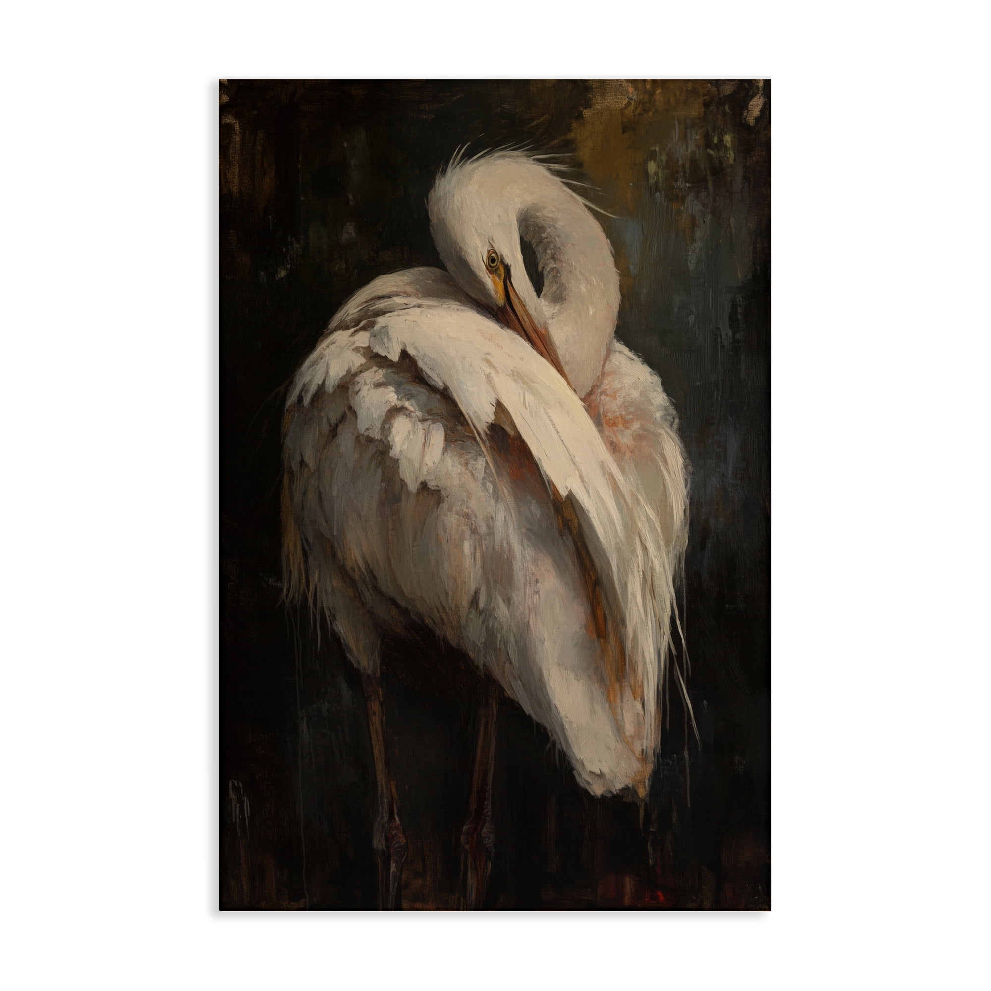 Stupell Industries Sleeping Egret in Golden Light Canvas Wall Art, design by Petal Prints Design