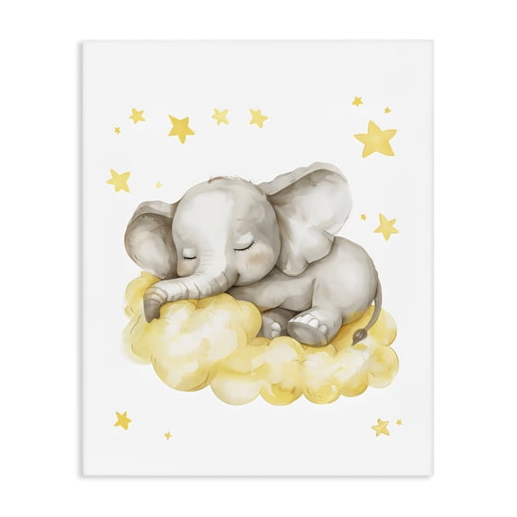 Stupell Industries Eclectic Sleeping Elephant on Yellow Cloud Canvas Art, 16 x 20, by LSR Design Studio