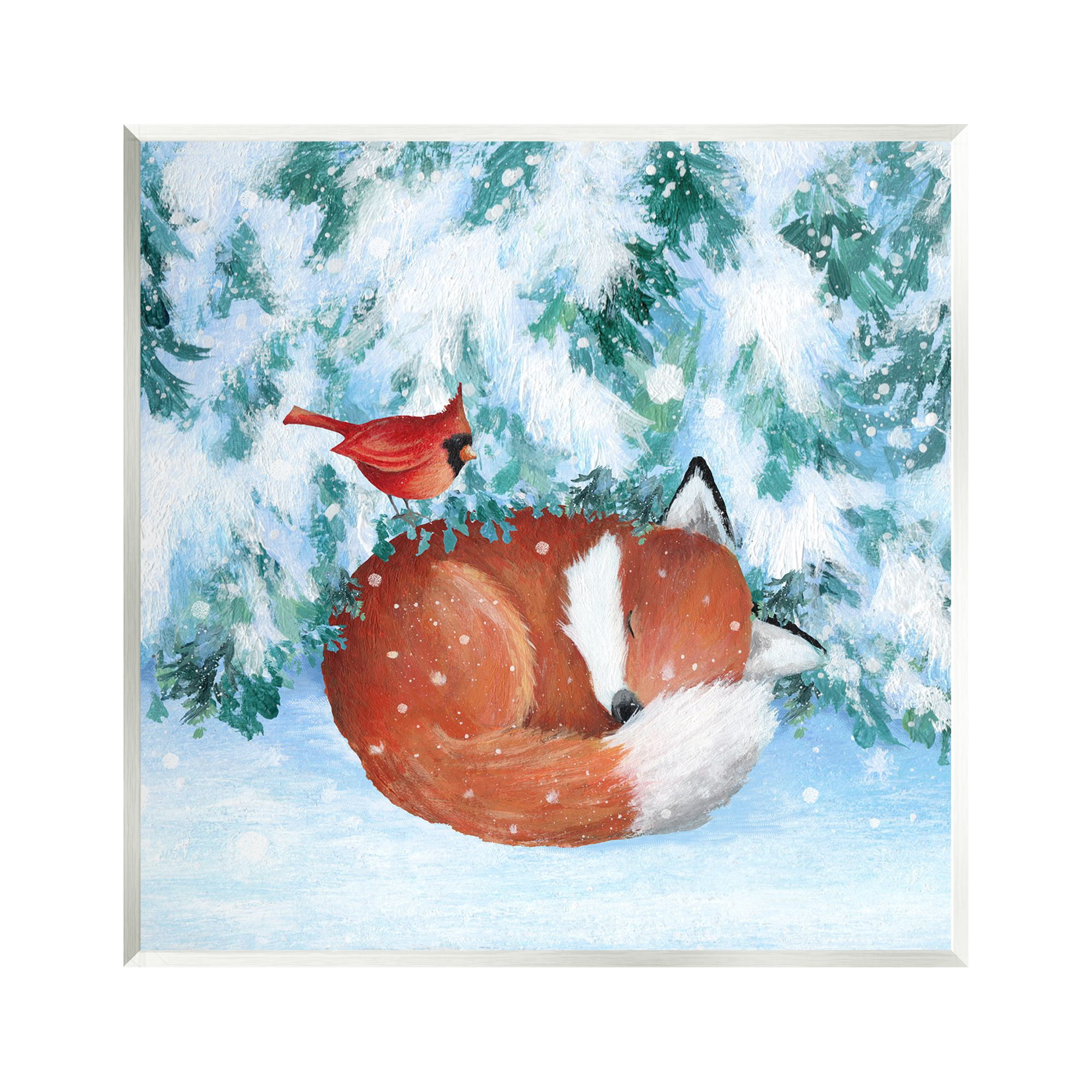 Stupell Industries Sleeping Fox in Snow Animals & Insects Painting Unframed Art Print Wall Art, 12 x 12