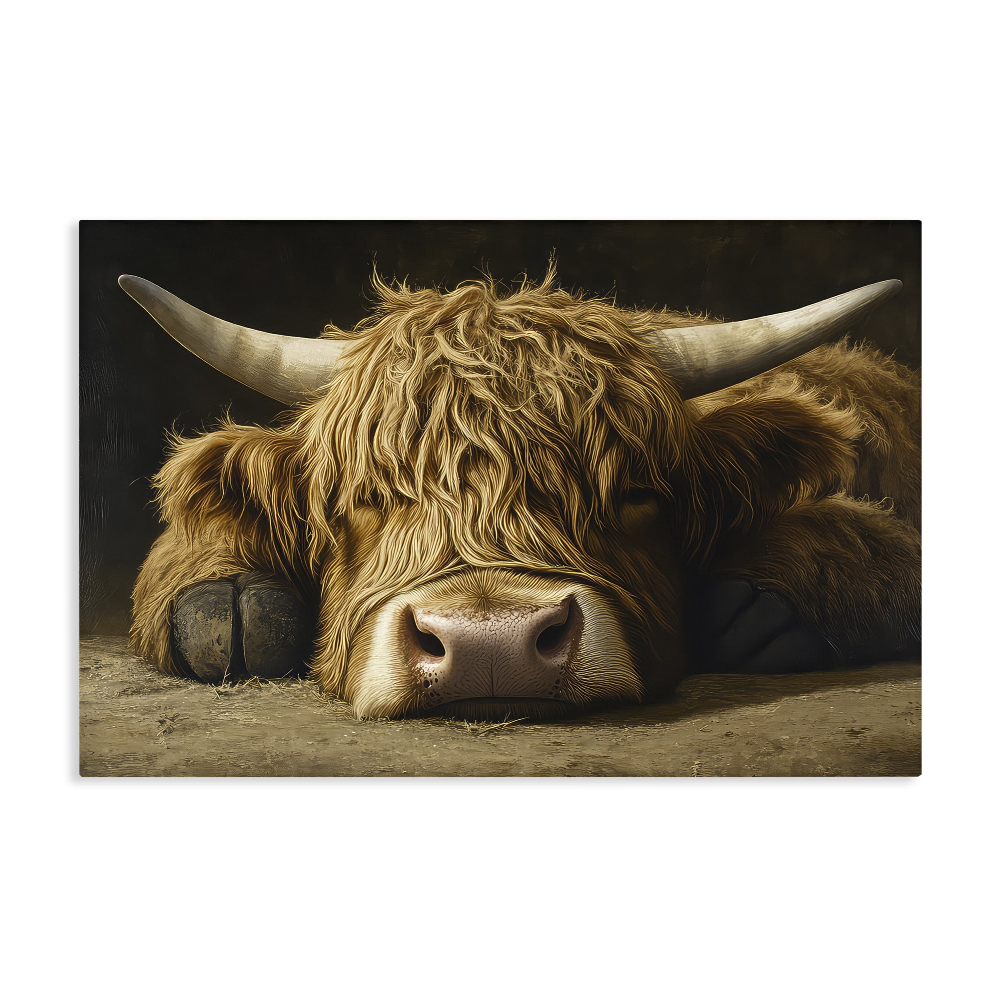 Stupell Industries Sleeping Highland Cow & Hoof Canvas Wall Art, design by The Wands Want