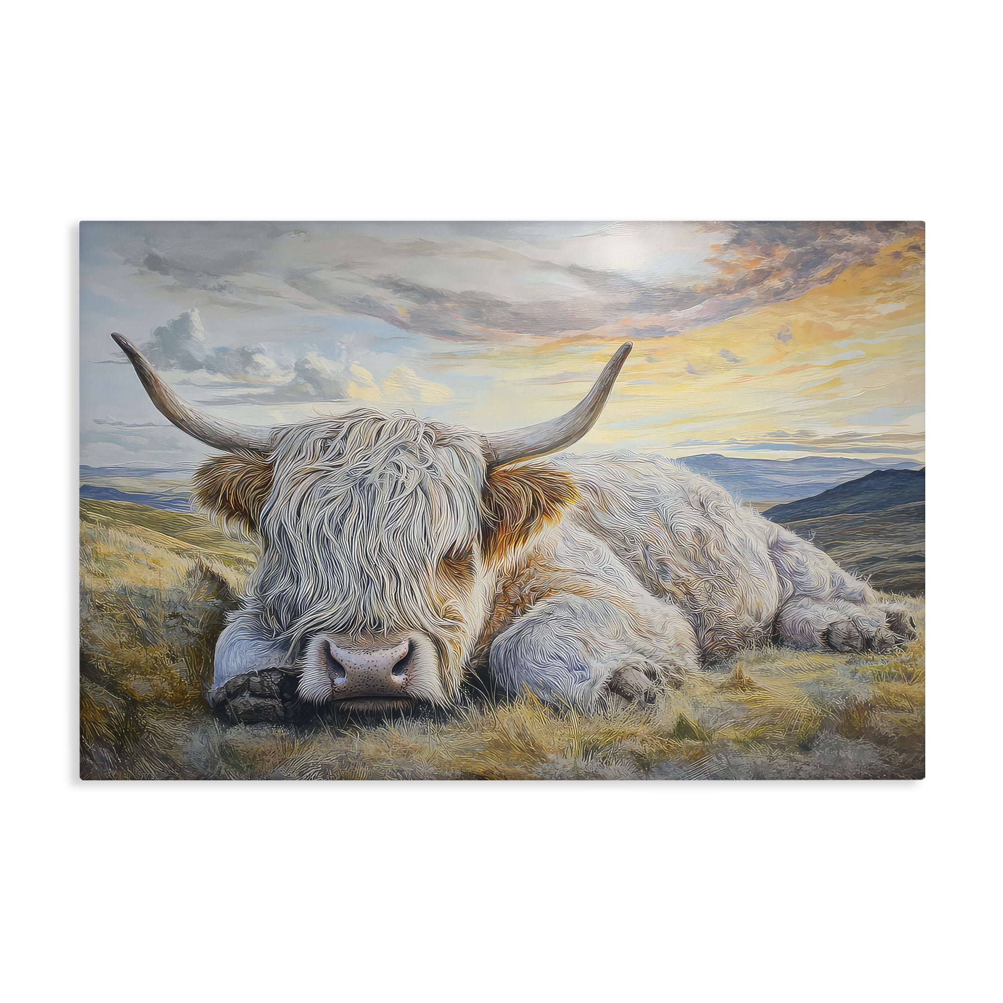 Stupell Industries Sleeping Highland Cow Pastoral Canvas Wall Art, design by The Wands Want