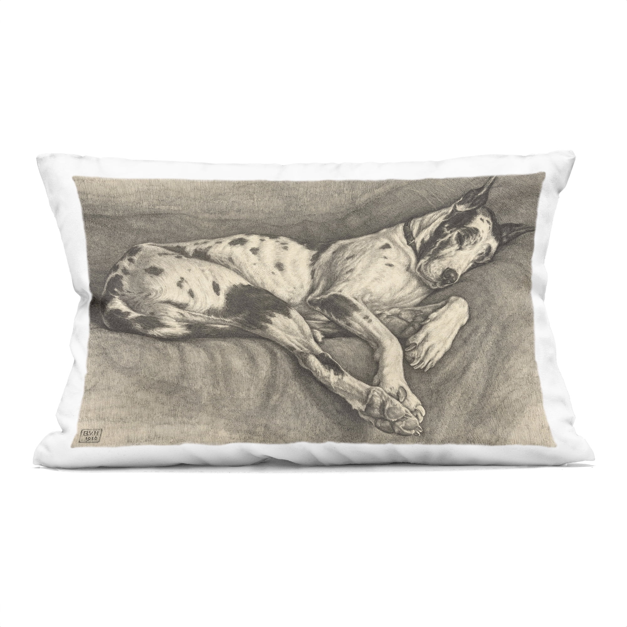 Stupell Industries Sleeping Hound Drawing Decorative Printed Throw Pillow, design by Bertha Van Hasselt, 14 x 7 x 20