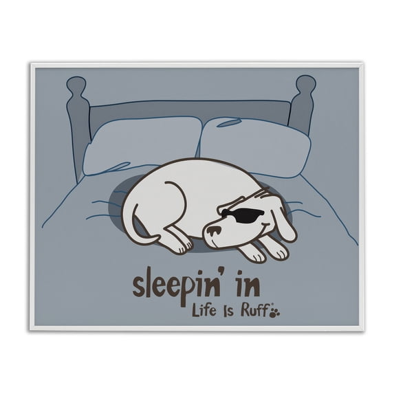 Stupell Industries Traditional Sleeping In Dog White Framed Giclee Art, 14 x 11, by LIR