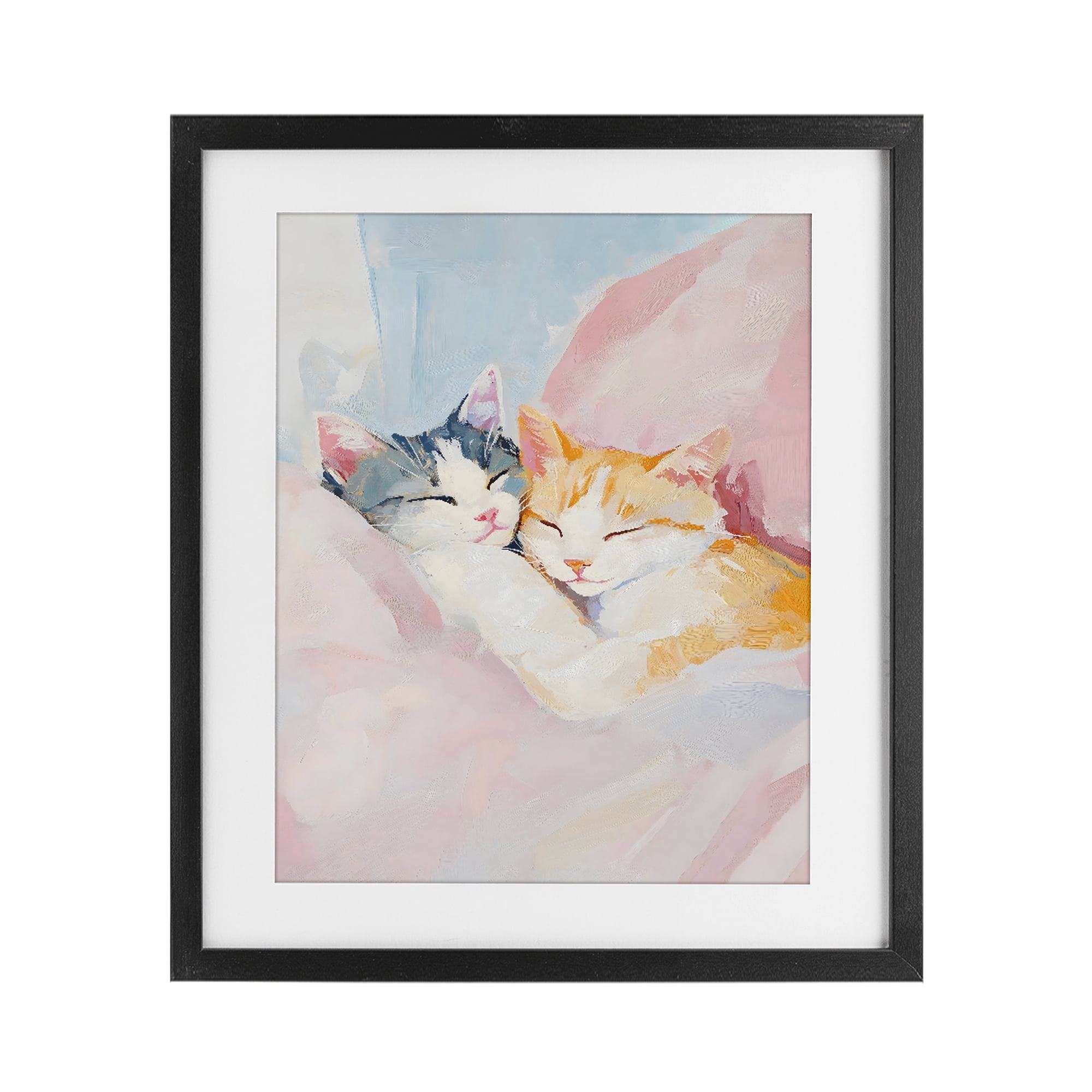 Stupell Industries Sleeping Kittens Embrace Black Framed Print Under Glass, design by The Prints Vibe