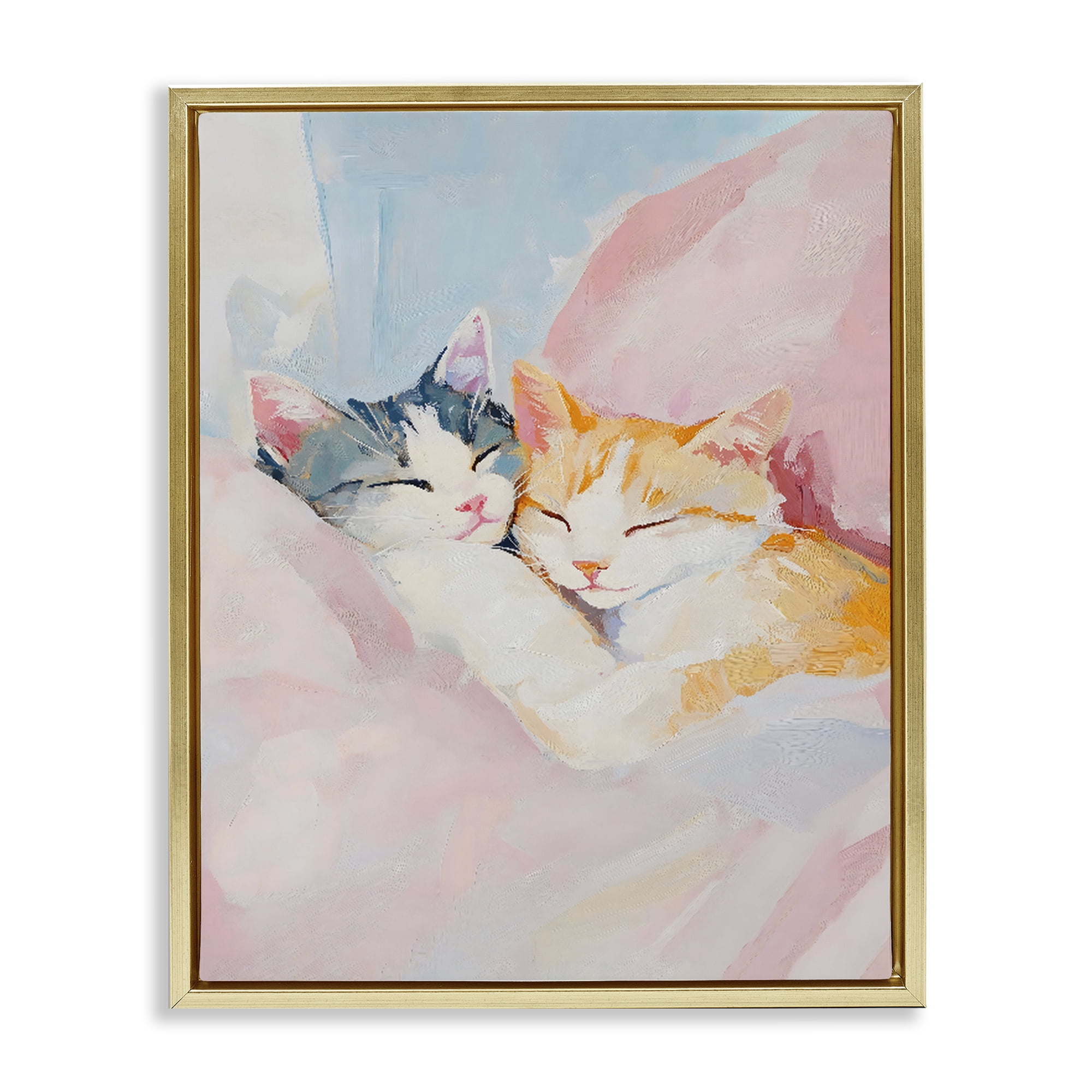 Stupell Industries Sleeping Kittens Embrace Gold Framed Floater Canvas Wall Art, design by The Prints Vibe