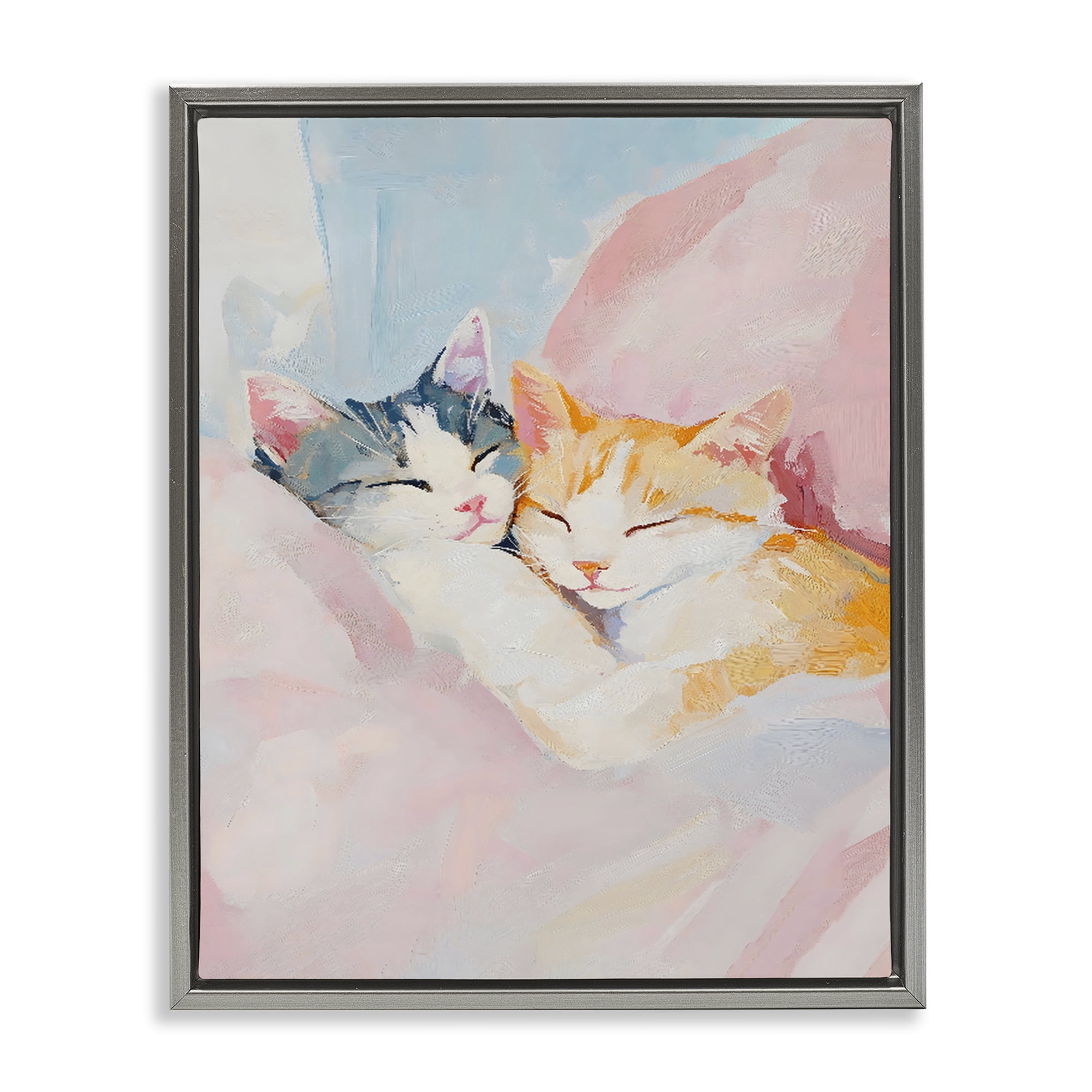 Stupell Industries Sleeping Kittens Embrace Gray Framed Floater Canvas Wall Art, design by The Prints Vibe