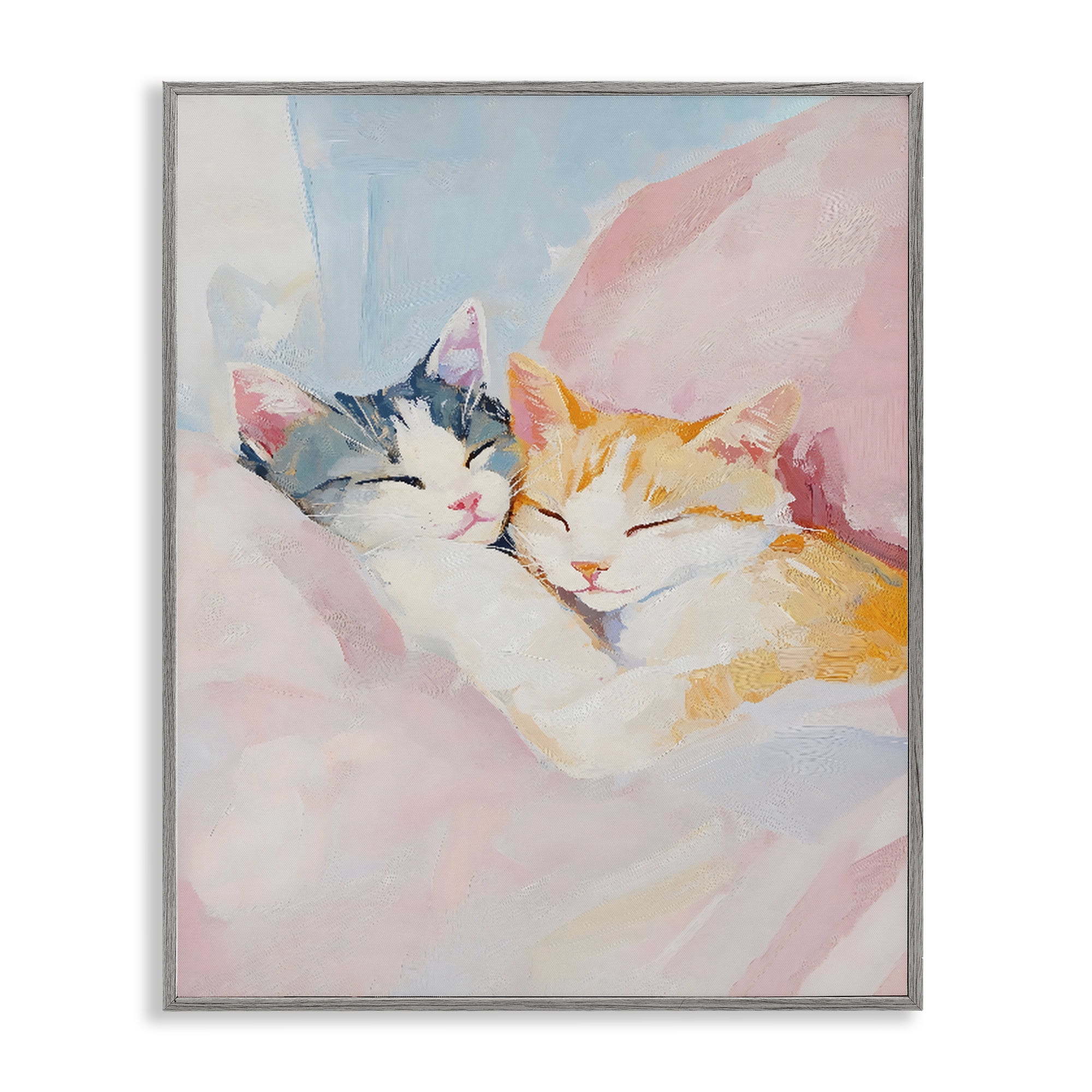 Stupell Industries Sleeping Kittens Embrace Gray Framed Giclee Art, design by The Prints Vibe
