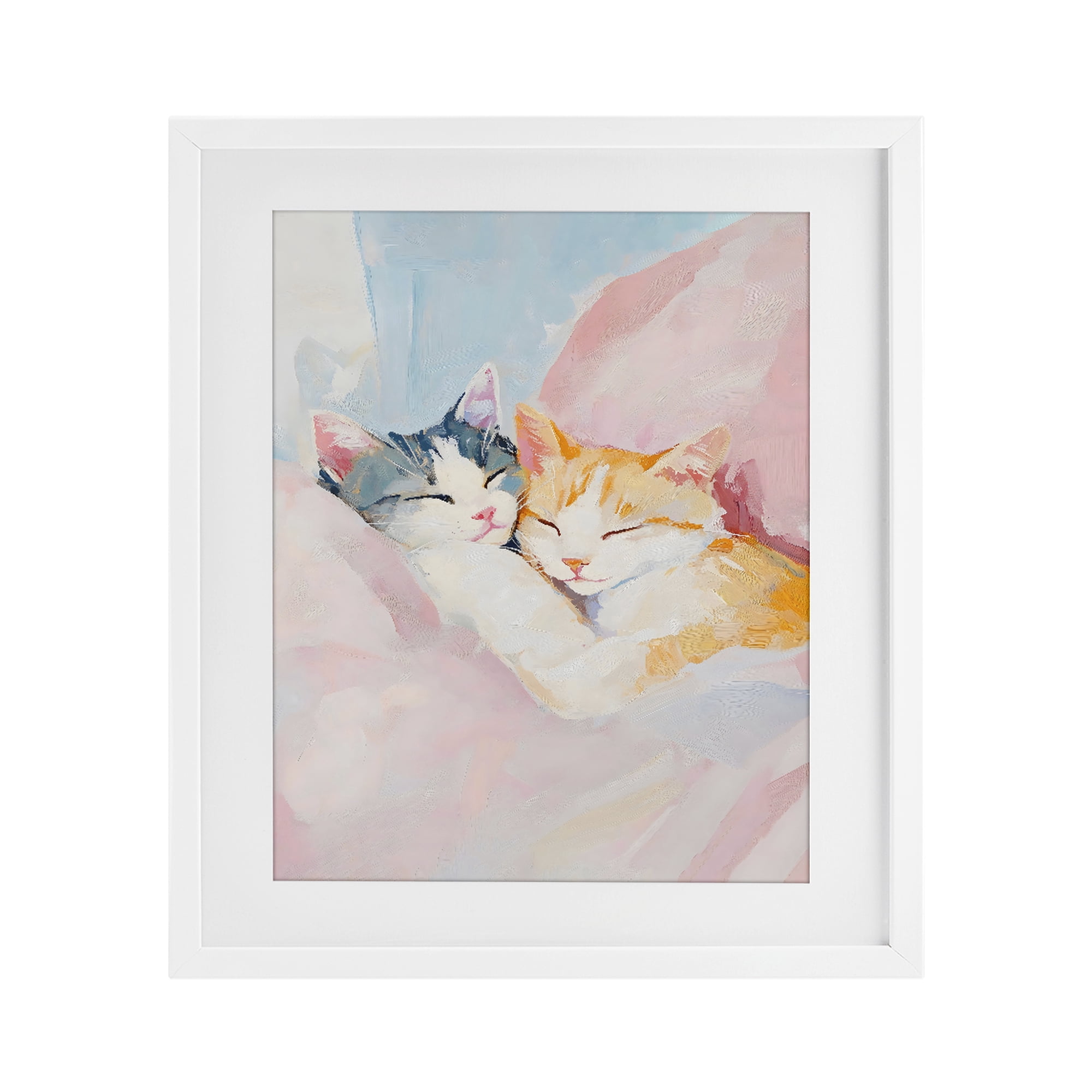 Stupell Industries Sleeping Kittens Embrace White Framed Print Under Glass, design by The Prints Vibe