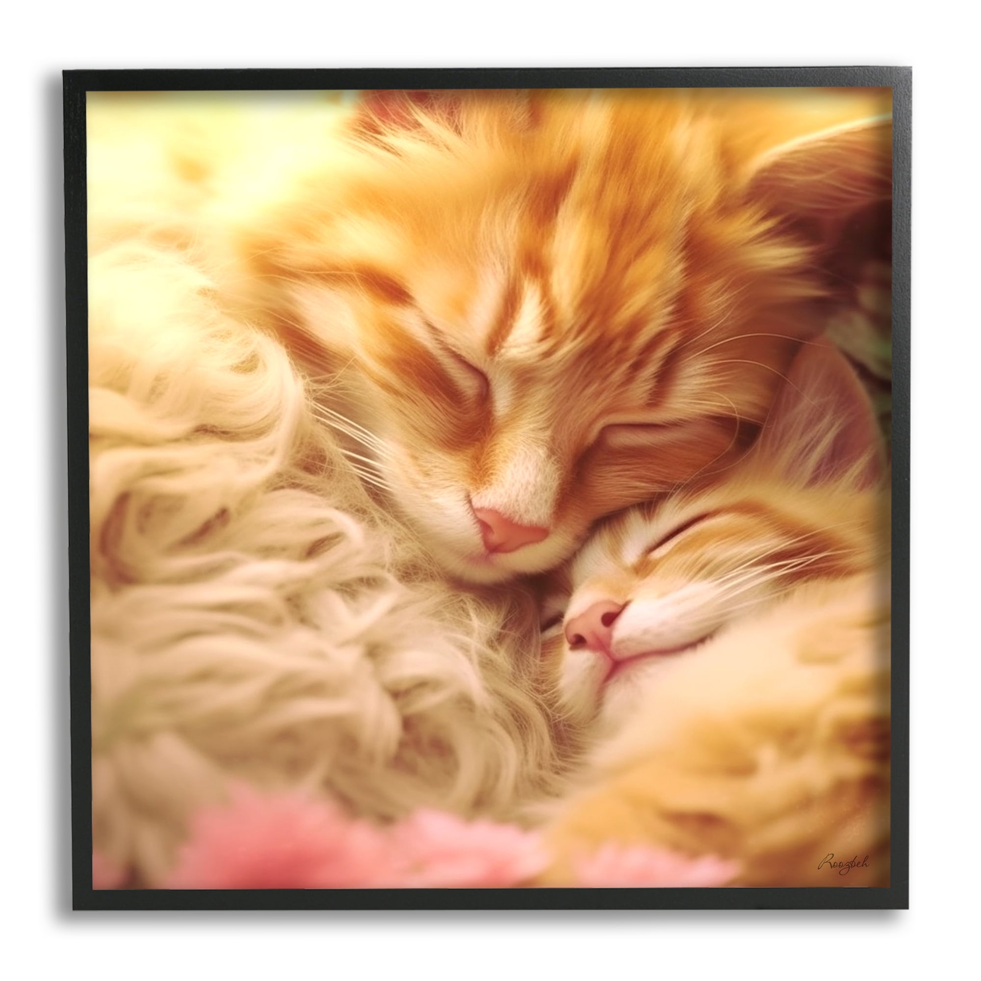 Stupell Industries Sleeping Orange Cats Animals & Insects Painting Black Framed Art Print Wall Art, 12 x 12