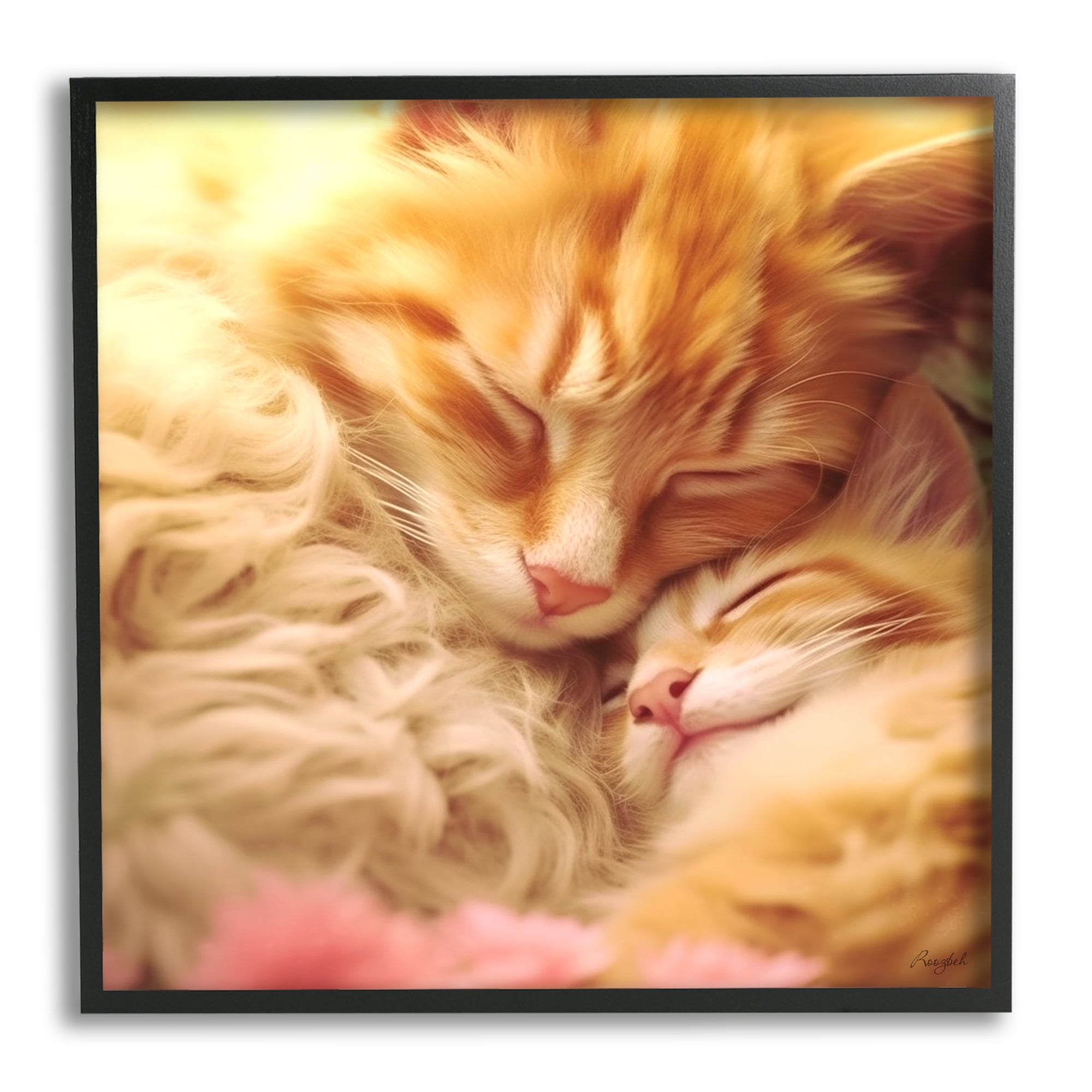 Stupell Industries Sleeping Orange Cats Animals & Insects Painting Black Framed Art Print Wall Art, 17 x 17