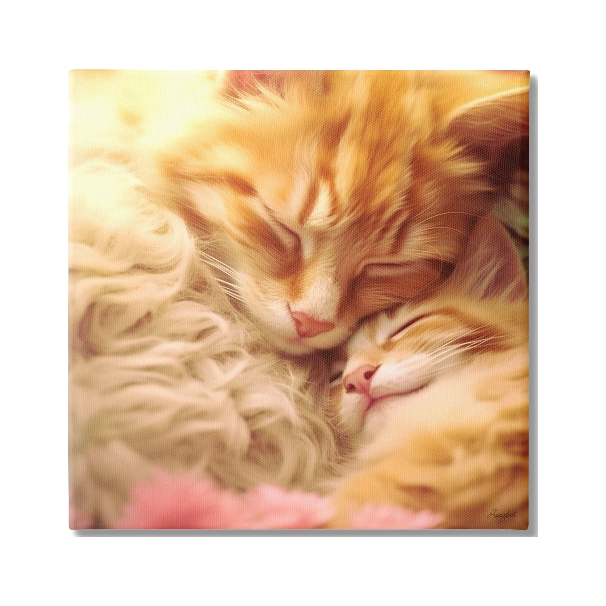 Stupell Industries Sleeping Orange Cats Animals & Insects Painting Gallery Wrapped Canvas Art Print Wall Art, 17 x 17