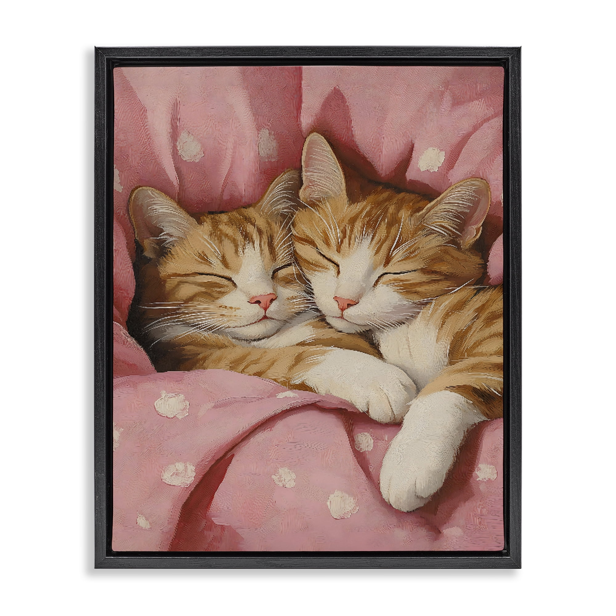 Stupell Industries Sleeping Orange Cats Embrace Black Framed Floater Canvas Wall Art, design by The Prints Vibe