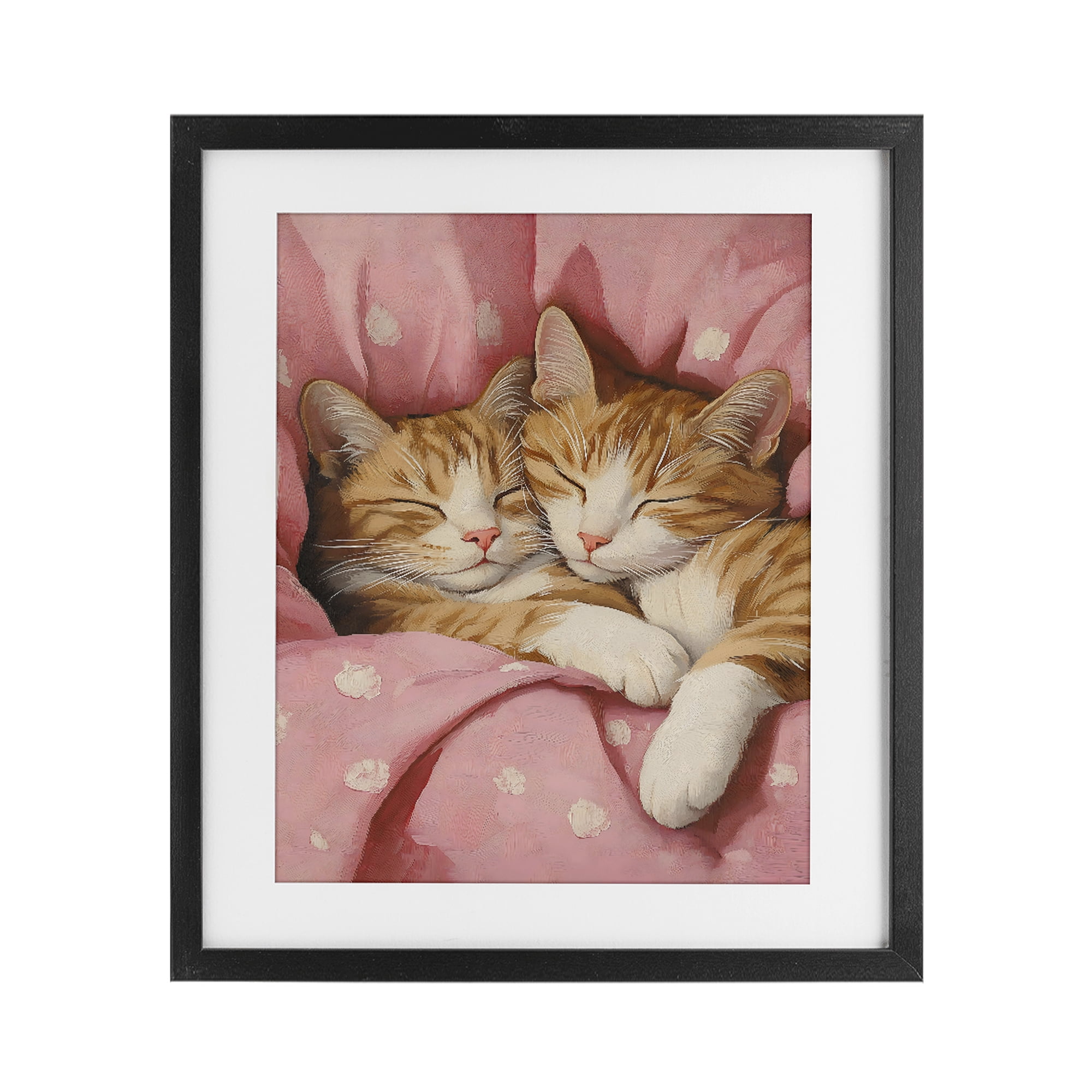 Stupell Industries Sleeping Orange Cats Embrace Black Framed Print Under Glass, design by The Prints Vibe