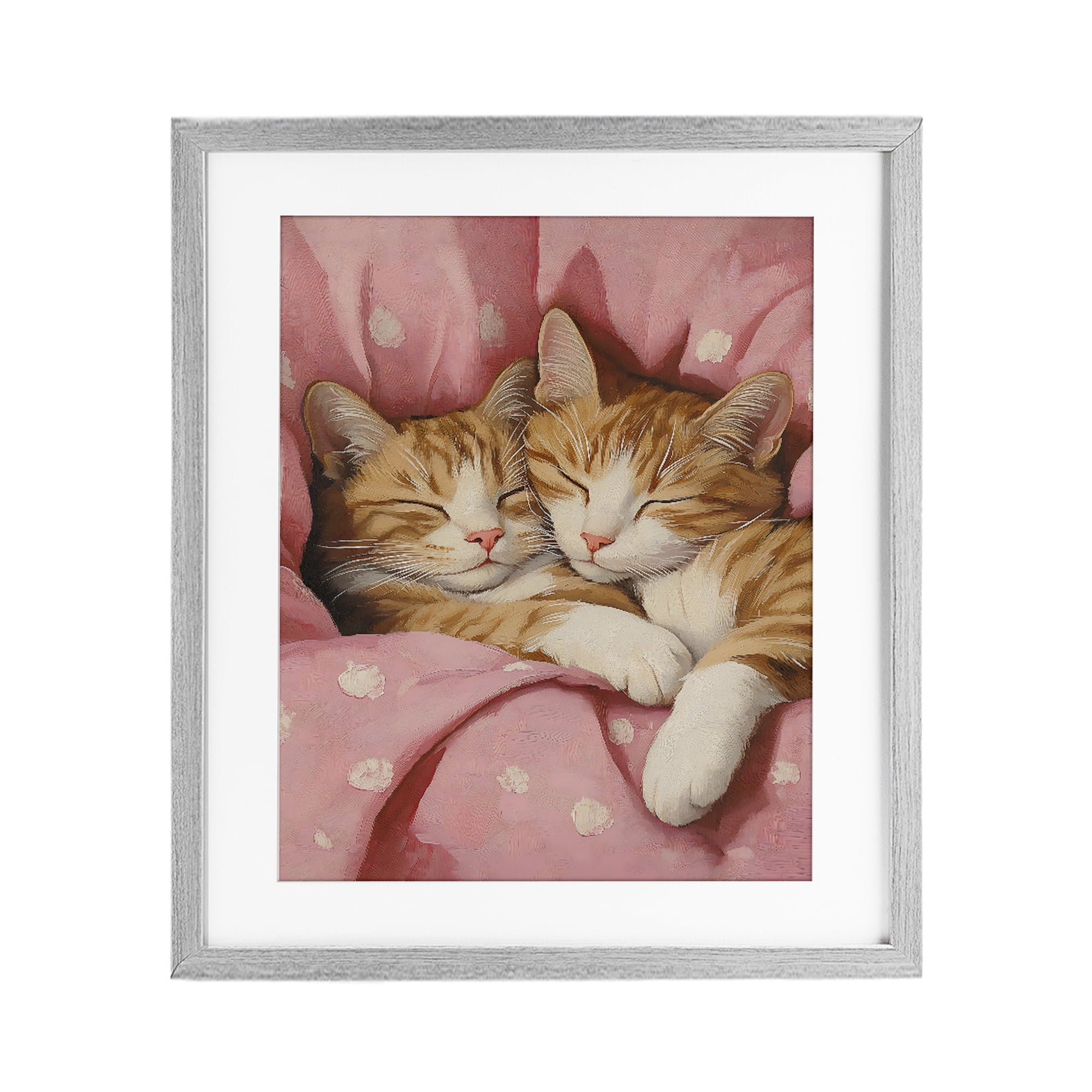 Stupell Industries Sleeping Orange Cats Embrace Gray Framed Print Under Glass, design by The Prints Vibe