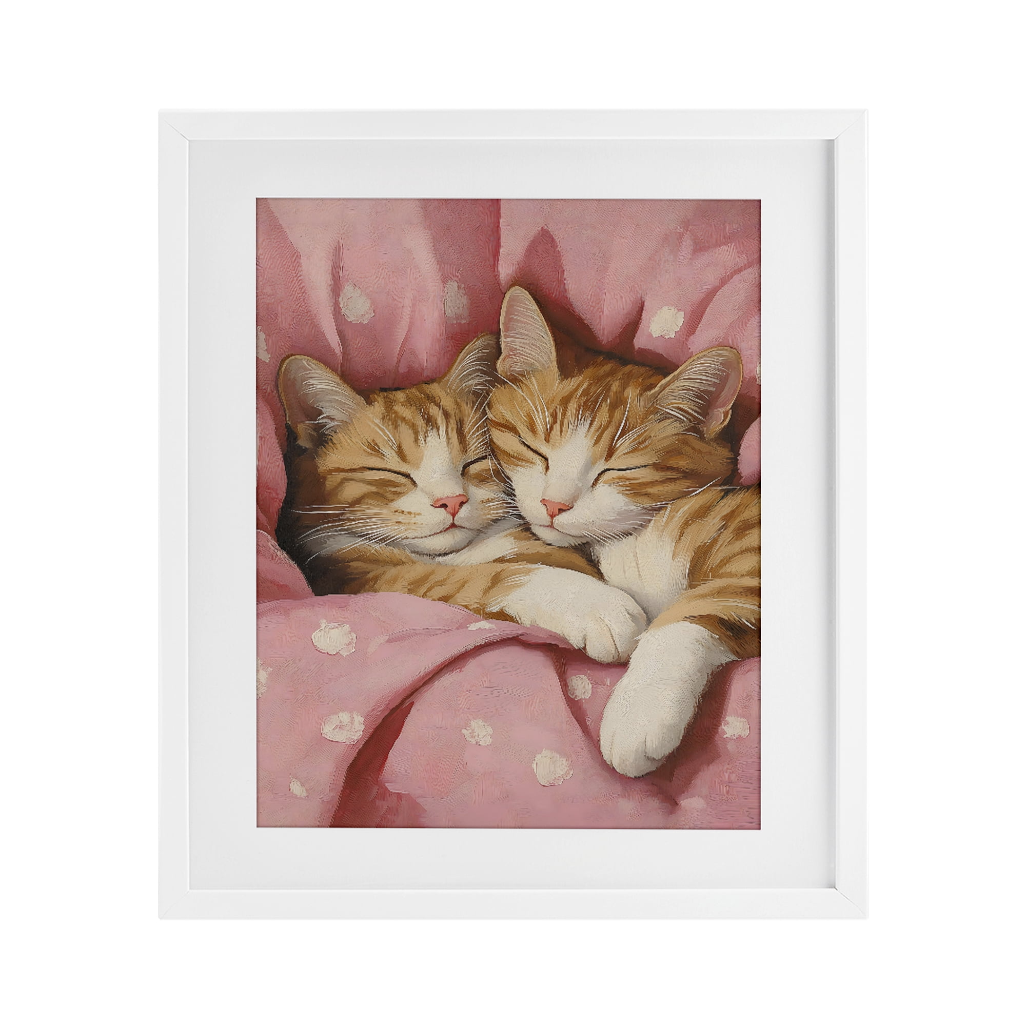 Stupell Industries Sleeping Orange Cats Embrace White Framed Print Under Glass, design by The Prints Vibe