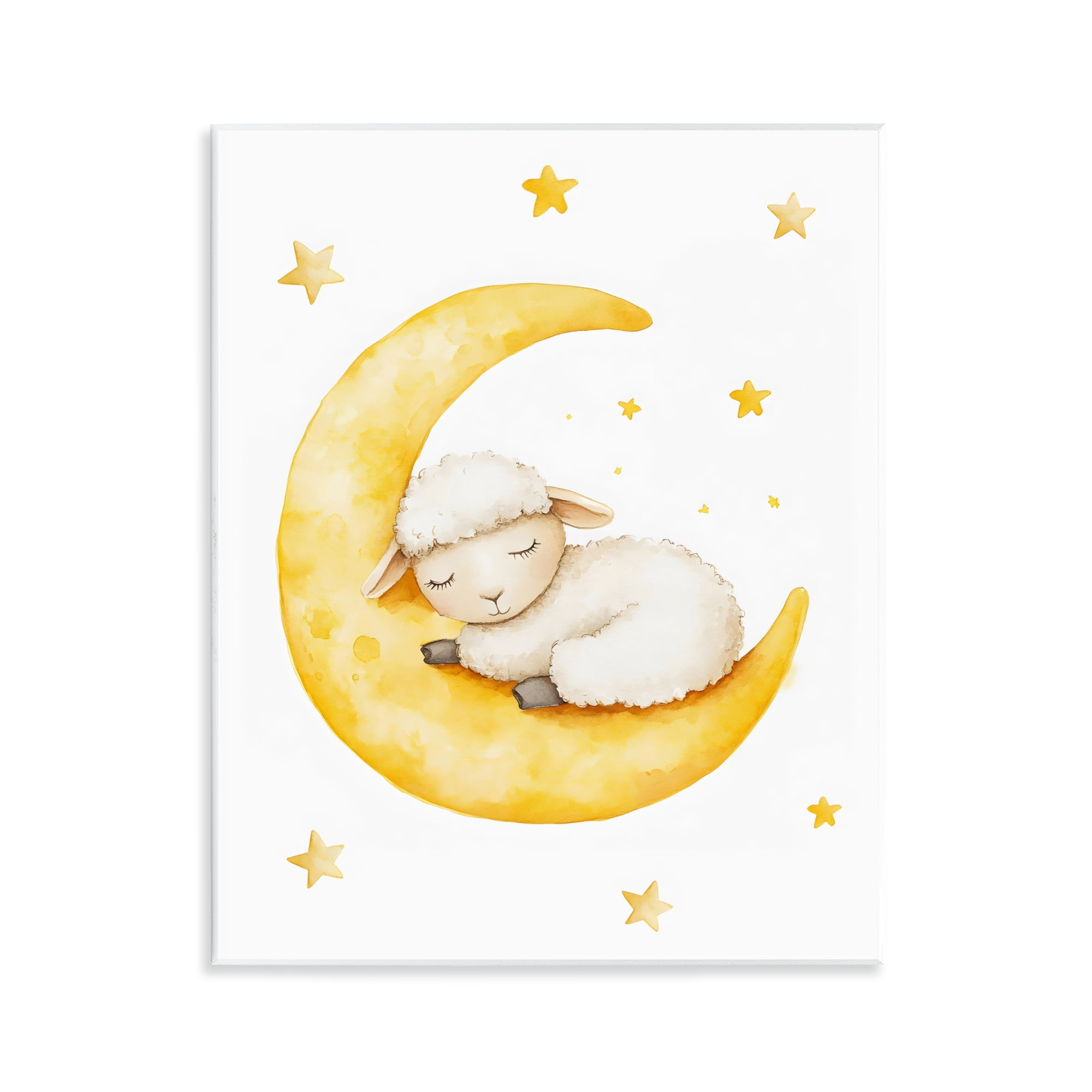 Stupell Industries Sleeping Sheep on Yellow Moon Wall Plaque Art, design by LSR Design Studio