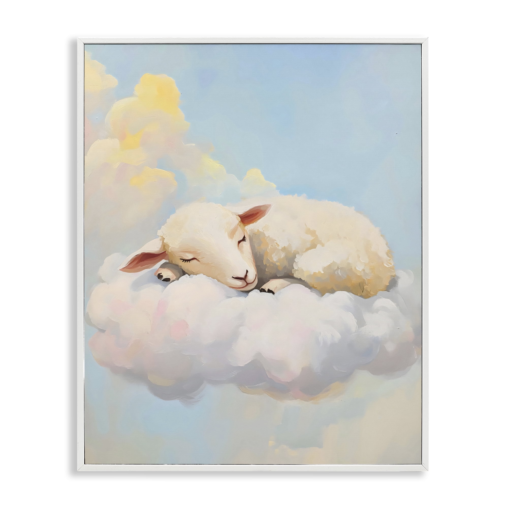 Stupell Industries Sleeping Sheep on a Cloud White Framed Giclee Art, design by The Prints Vibe