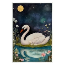 Stupell Industries Sleeping Swan Night Sky Animals & Insects Painting Unframed Art Print Wall Art, 10 x 15