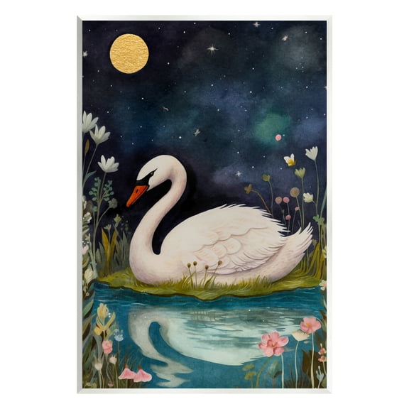 Stupell Industries Sleeping Swan Night Sky Animals & Insects Painting Unframed Art Print Wall Art, 10 x 15