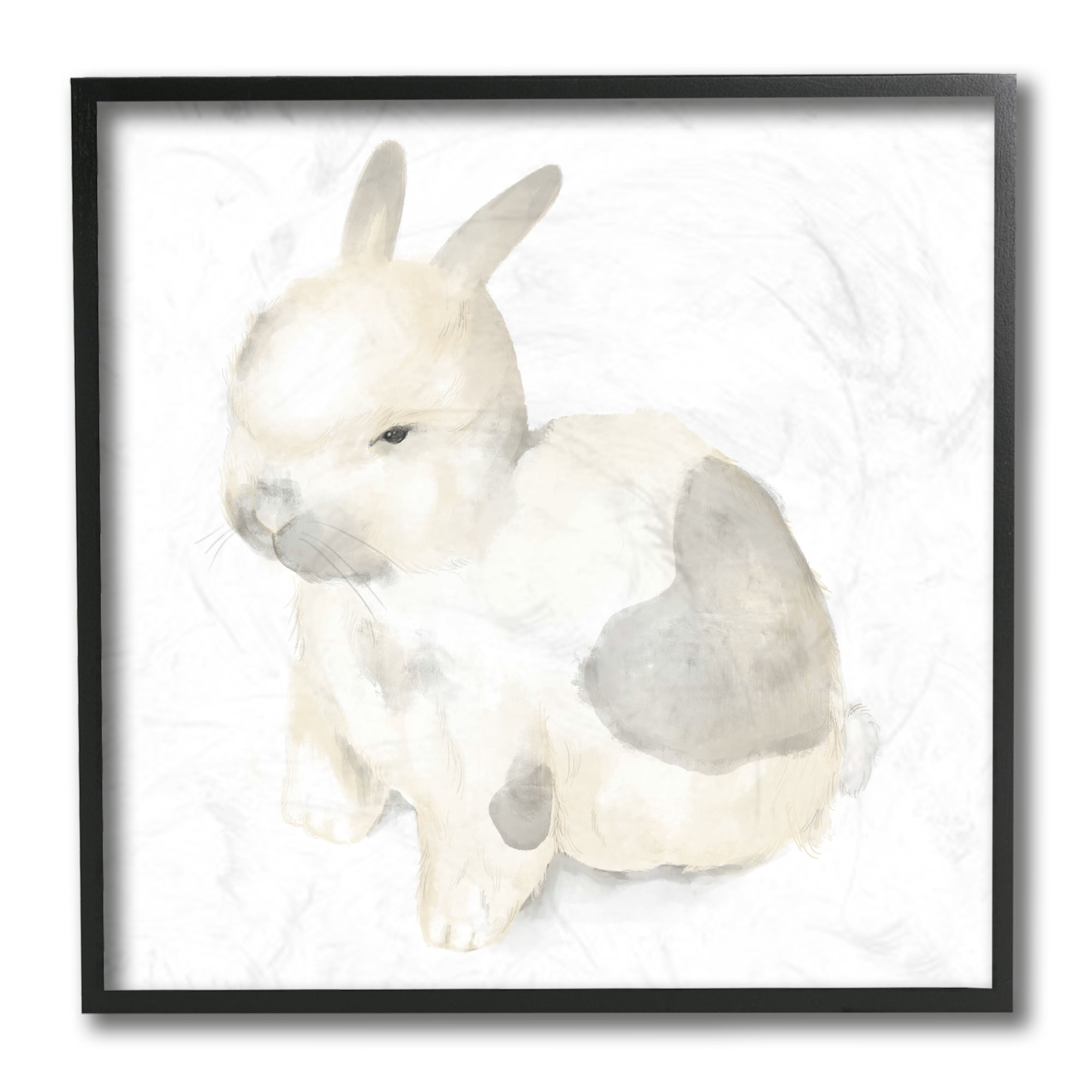 Stupell Industries Sleepy Bunny Illustration Nursery Style Animal Black Framed, 12 x 12, Design by Daphne Polselli