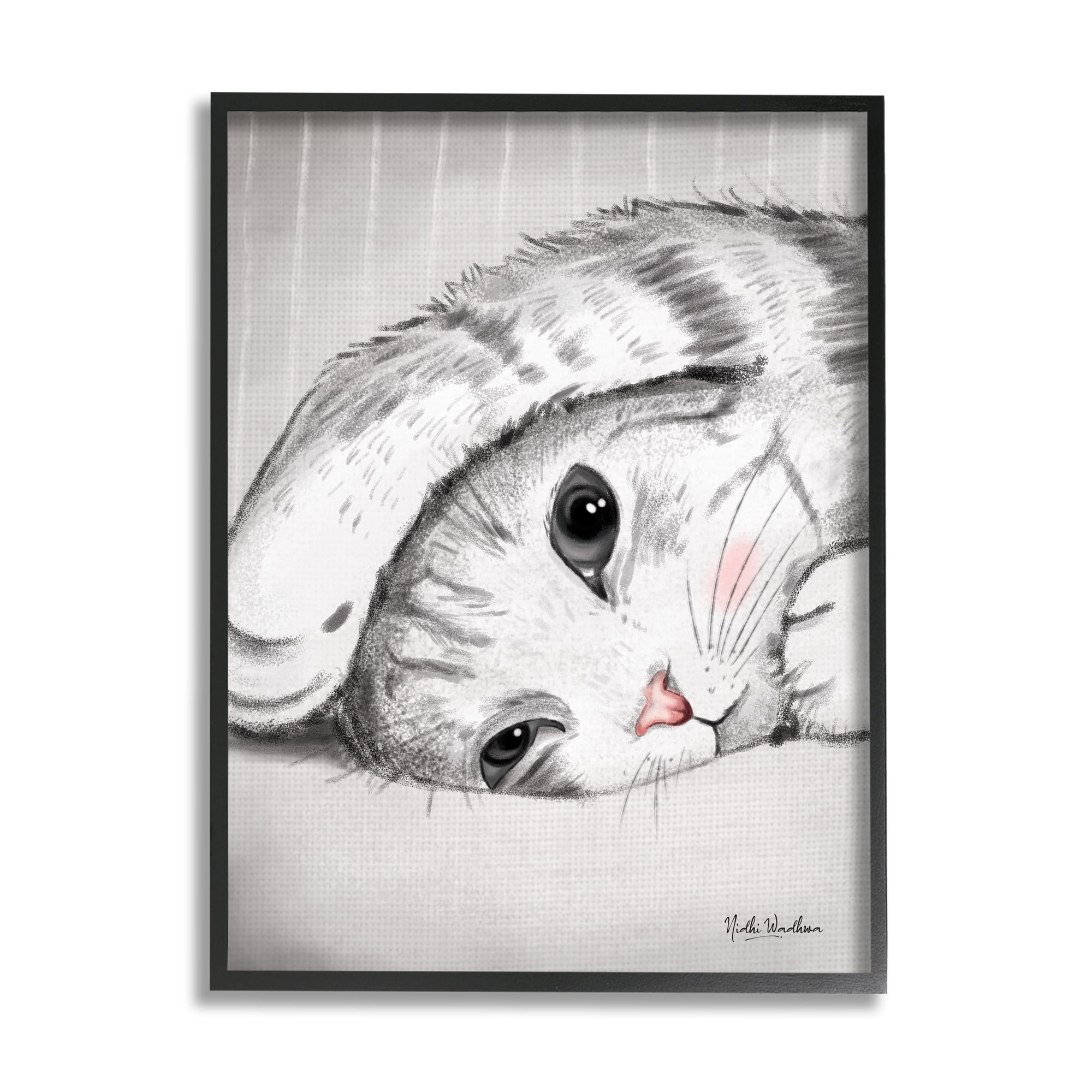 Stupell Industries Sleepy Cat Portrait Animals & Insects Painting Black Framed Art Print Wall Art, 11 x 14