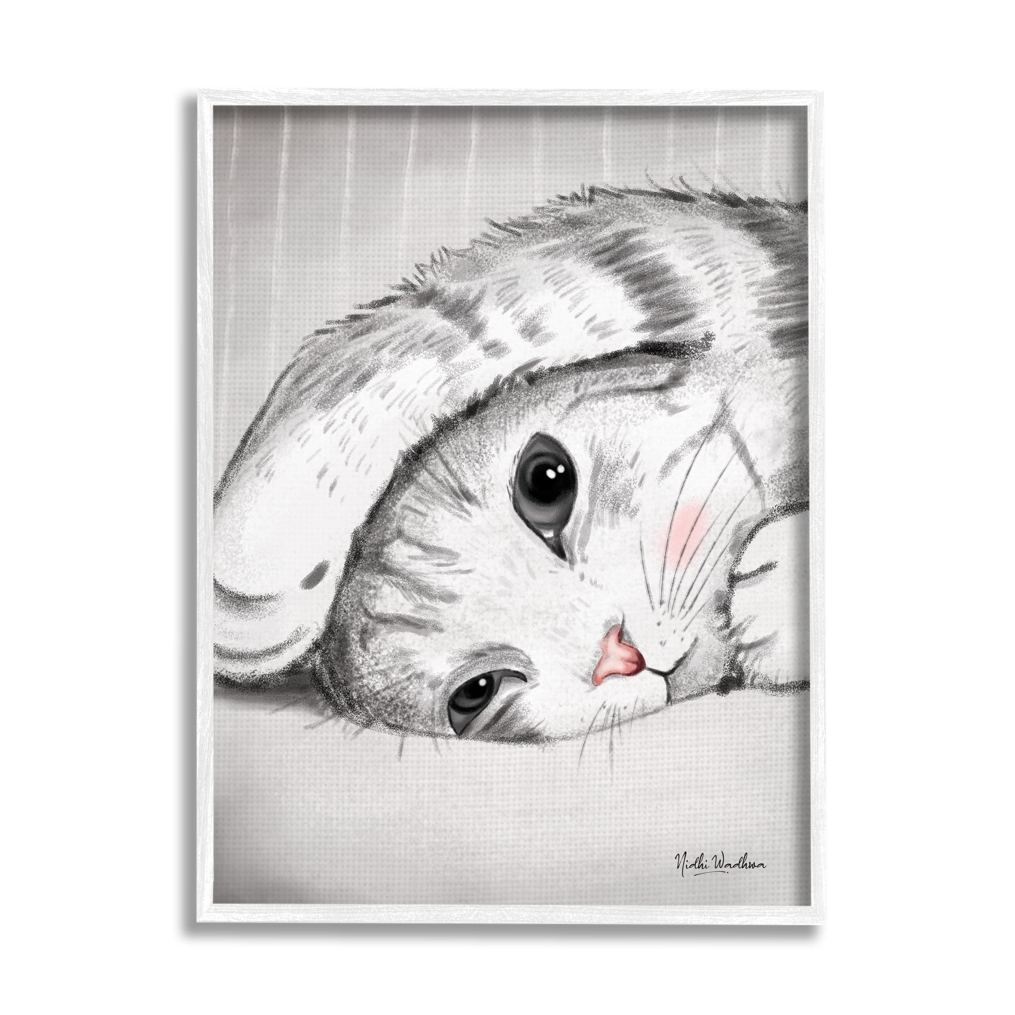 Stupell Industries Sleepy Cat Portrait Animals & Insects Painting White Framed Art Print Wall Art, 11 x 14