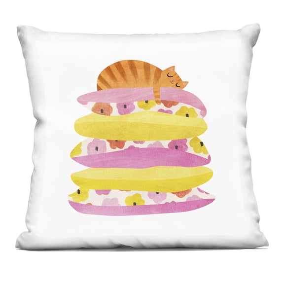 Stupell Industries Sleepy Cozy Orange Cat Decorative Printed Throw Pillow design by Angie Rozelaar, 18 x 7 x 18