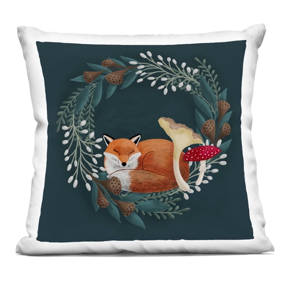 Stupell Industries Sleepy Fox in Botanical Wreath Decorative Printed Throw Pillow, design by Metka Hiti