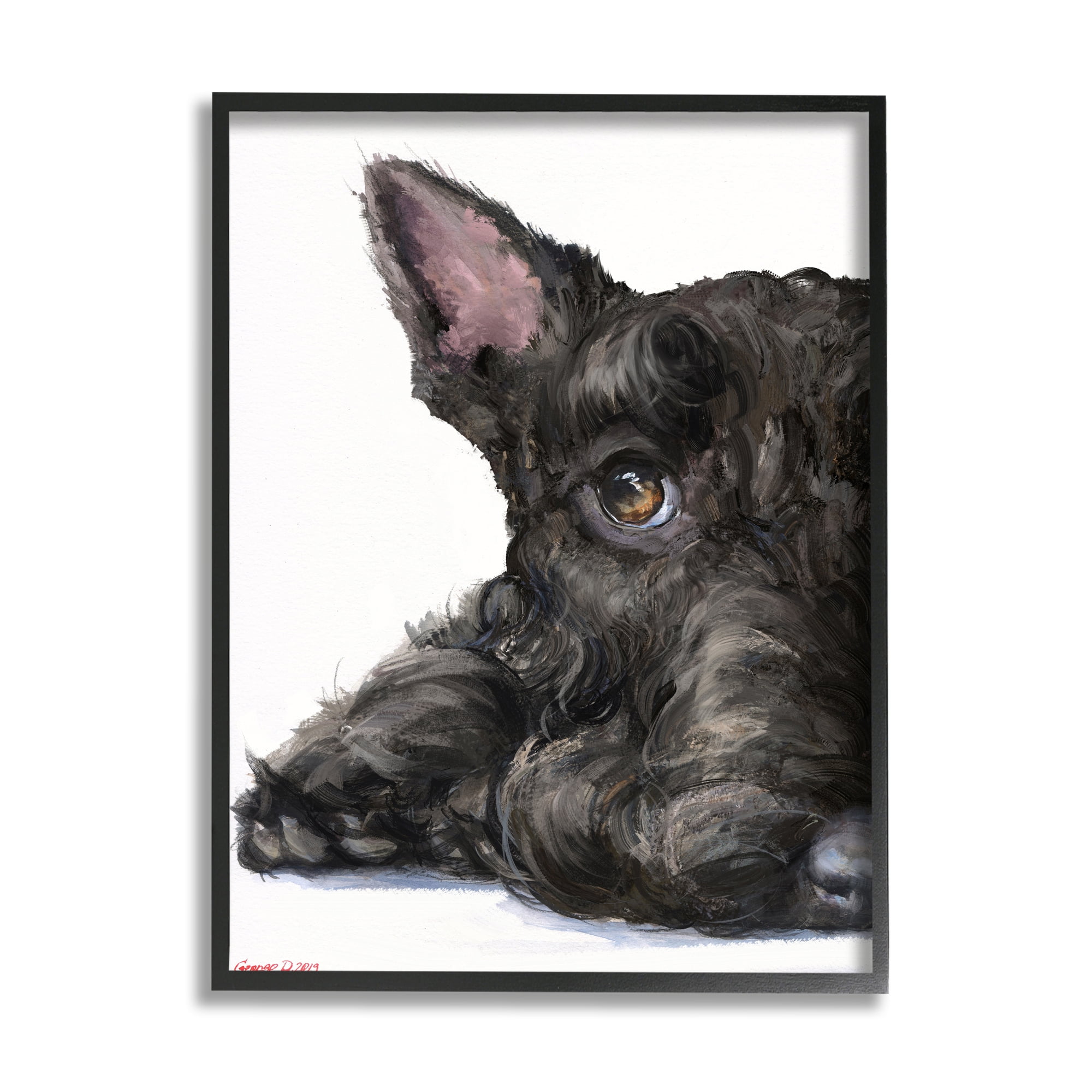 Stupell Industries Sleepy Scottish Terrier Portrait Adorable Pet Dog Black Framed, 16 x 20, Design by George Dyachenko