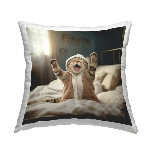 Stupell Industries Sleepy Yawning Cat Decorative Printed Throw Pillow Design by RB