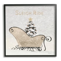 Stupell Industries Sleigh Ride Winter Scene Holiday Painting Black Framed Art Print Wall Art, 12 x 12