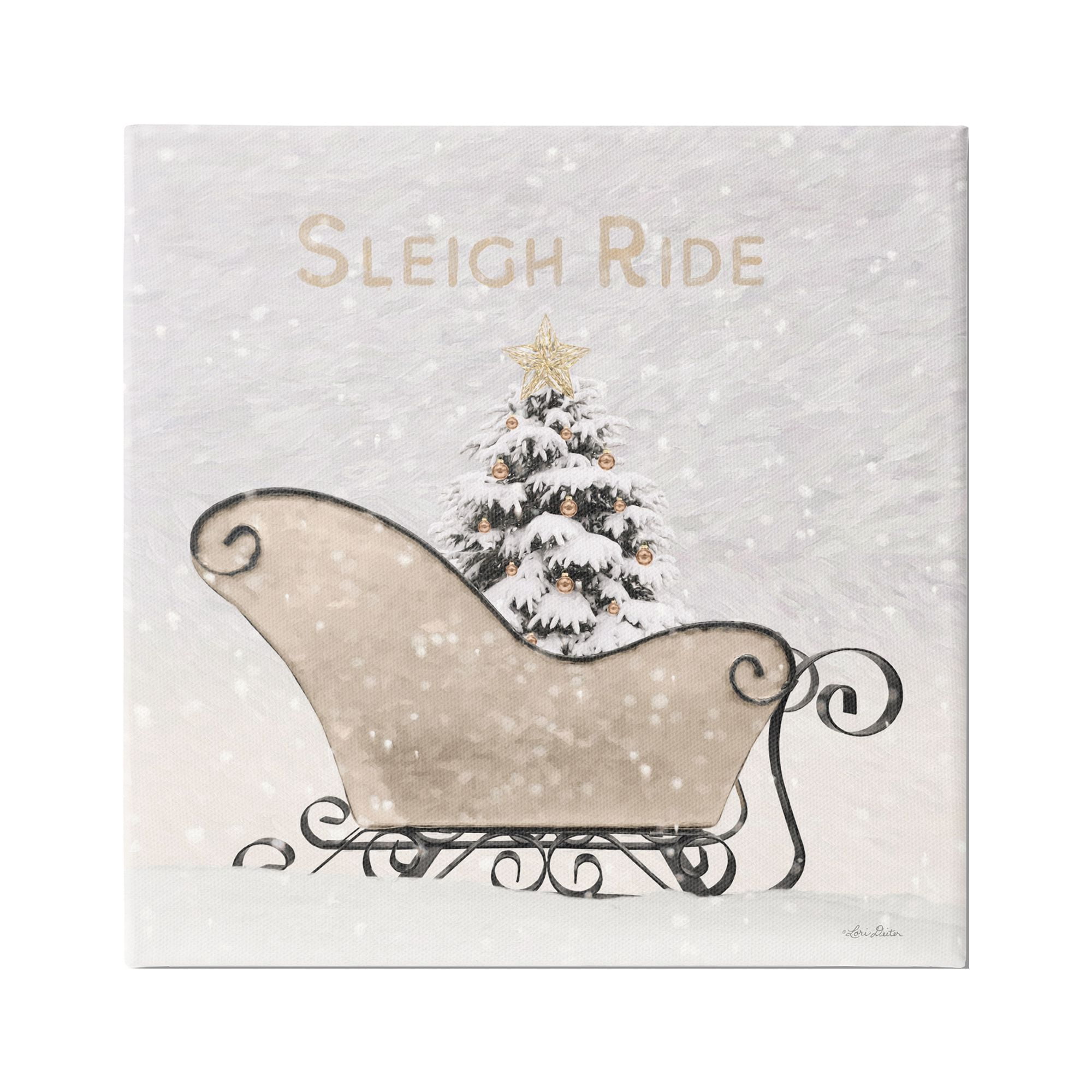 Stupell Industries Sleigh Ride Winter Scene Holiday Painting Gallery Wrapped Canvas Print Wall Art, 36 x 36