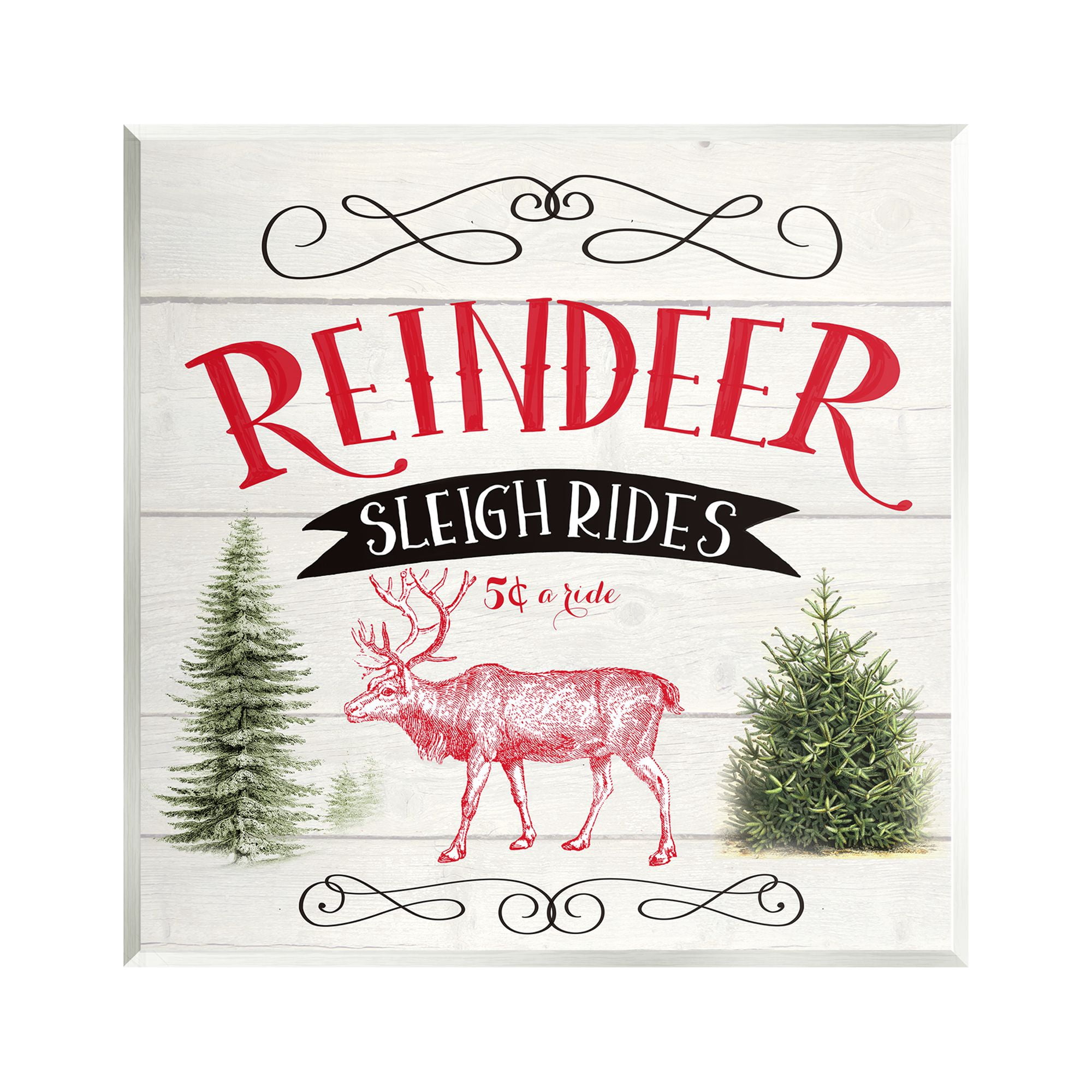 Stupell Industries Sleigh Rides Phrase Holiday Painting Unframed Art Print Wall Art, 12 x 12