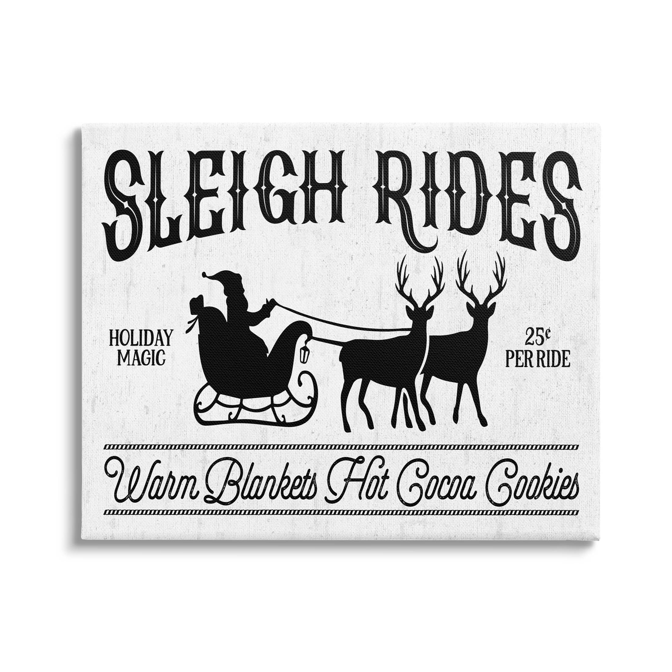 Stupell Industries Sleigh Rides Vintage Santa Claus Graphic Art Gallery Wrapped Canvas Print Wall Art, Design by Lettered and Lined