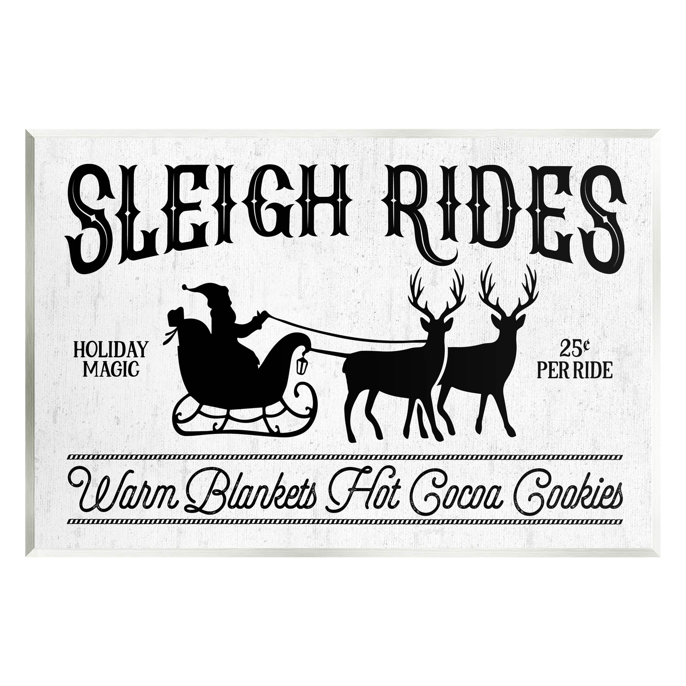 Stupell Industries Sleigh Rides Vintage Santa Claus Graphic Art Unframed Art Print Wall Art, Design by Lettered and Lined