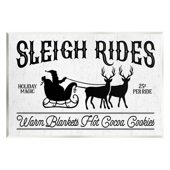 Stupell Industries Sleigh Rides Vintage Santa Claus Graphic Art Unframed Art Print Wall Art, Design by Lettered and Lined