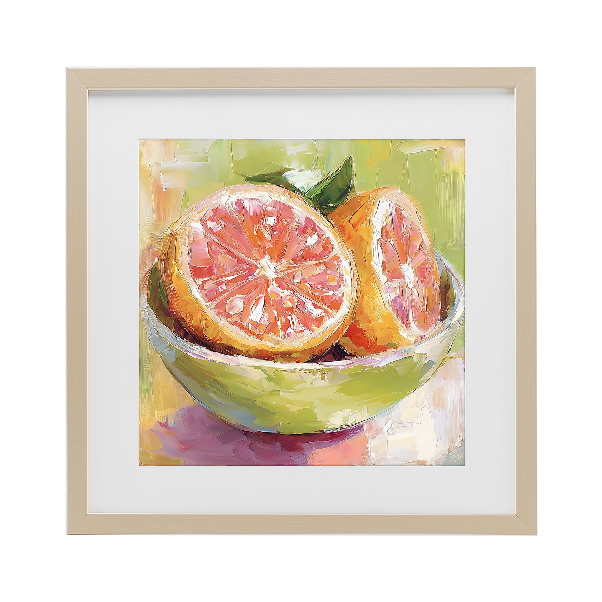 Stupell Industries Sliced Grapefruit in Bowl Birch Framed Print Under Glass, design by Riley B