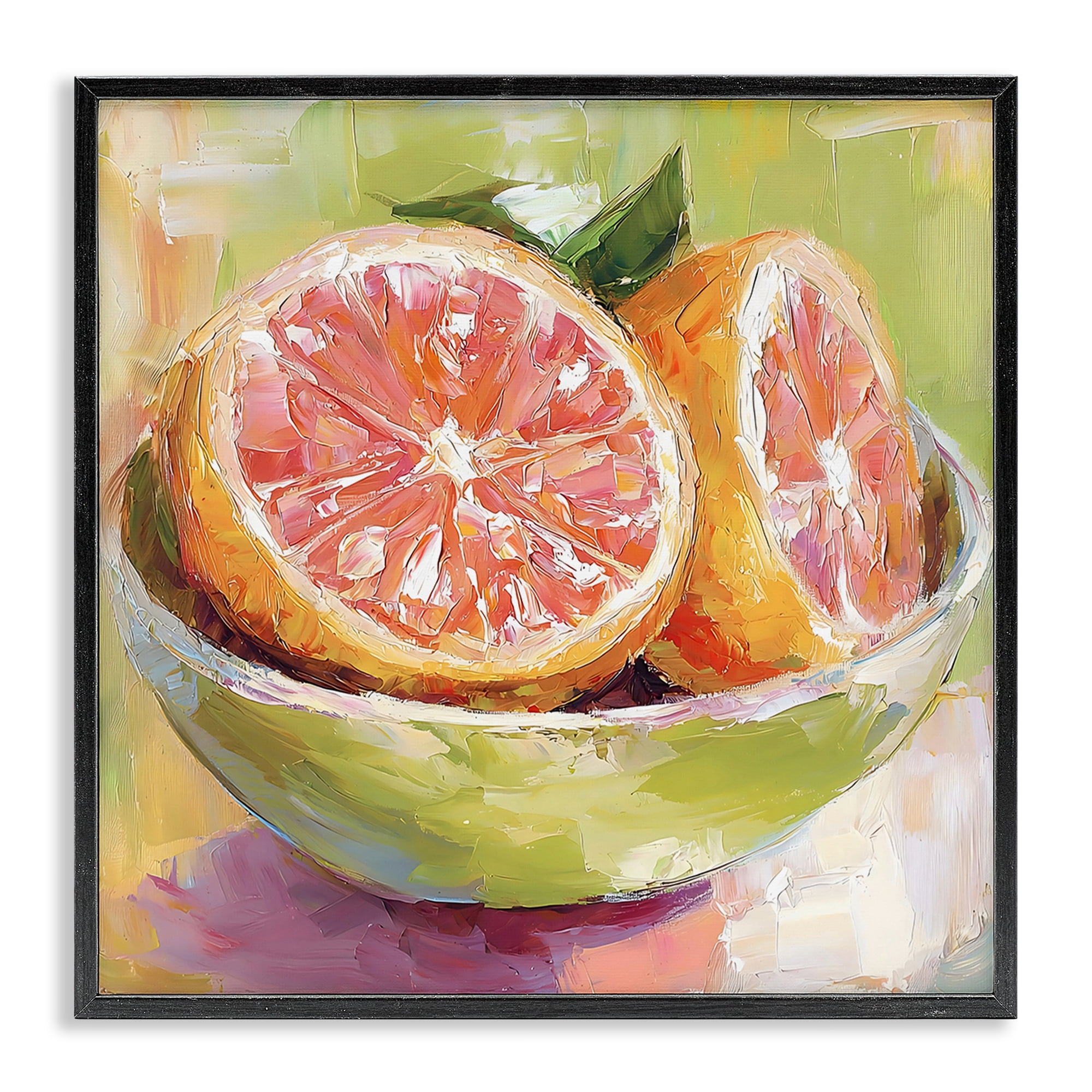 Stupell Industries Sliced Grapefruit in Bowl Black Framed Giclee Art, design by Riley B
