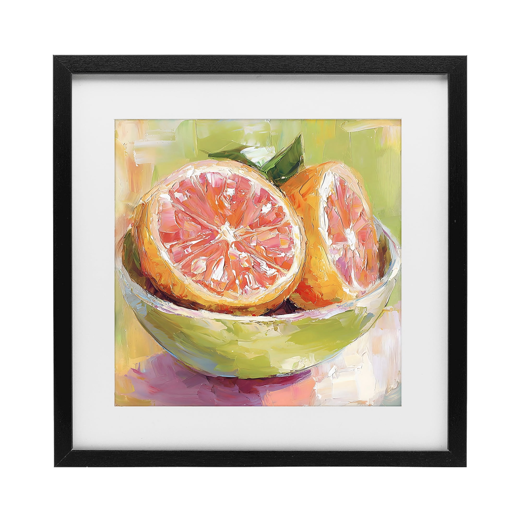 Stupell Industries Sliced Grapefruit in Bowl Black Framed Print Under Glass, design by Riley B