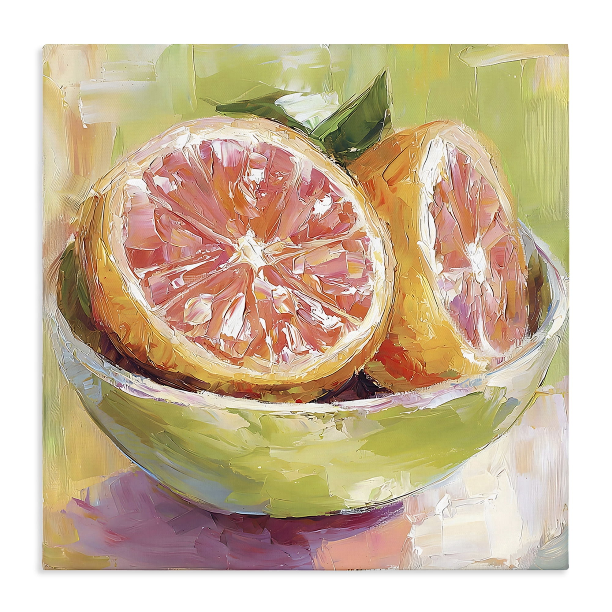 Stupell Industries Sliced Grapefruit in Bowl Canvas Wall Art, design by Riley B